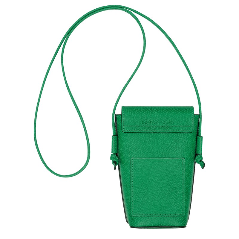 Longchamp Épure Phone case with leather lace - Leather Pouches & Cases Green | PZ66-B5DX