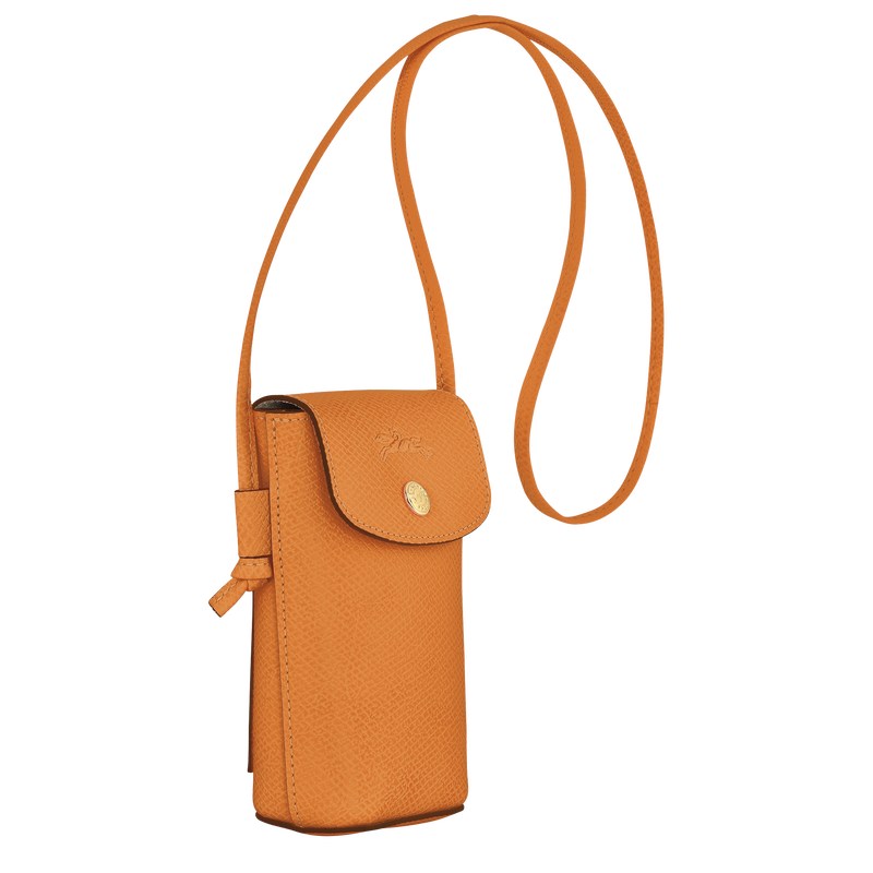 Longchamp Épure Phone case with leather lace - Leather Pouches & Cases Apricot | GB27-F7CK